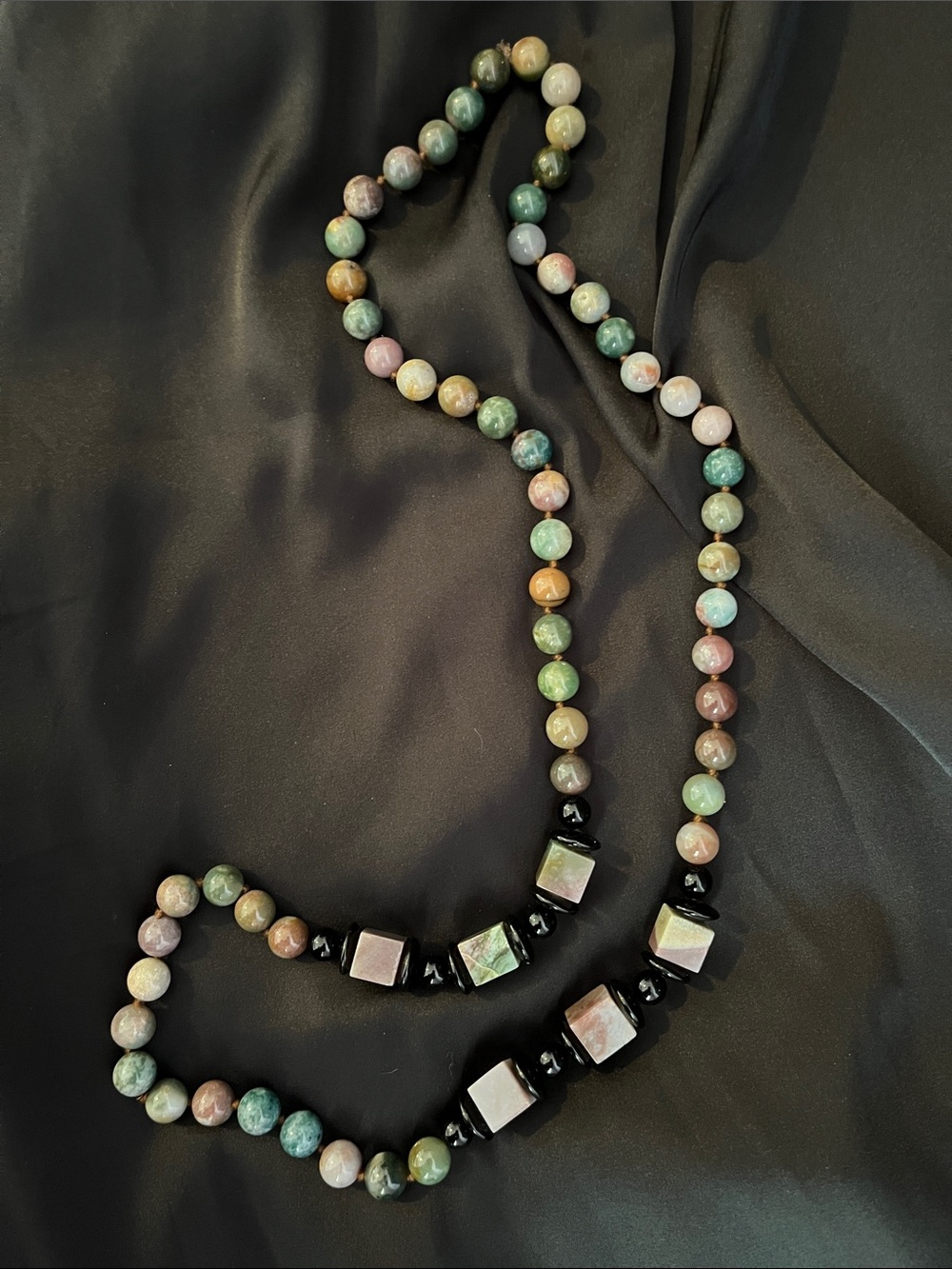 Multicolor Stone Necklace with Black Accent